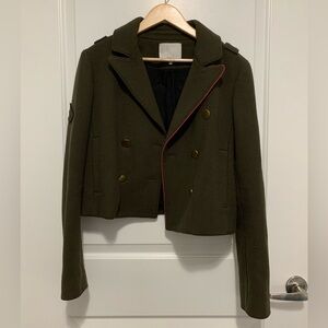 Tibi Army Green Cropped Jacket